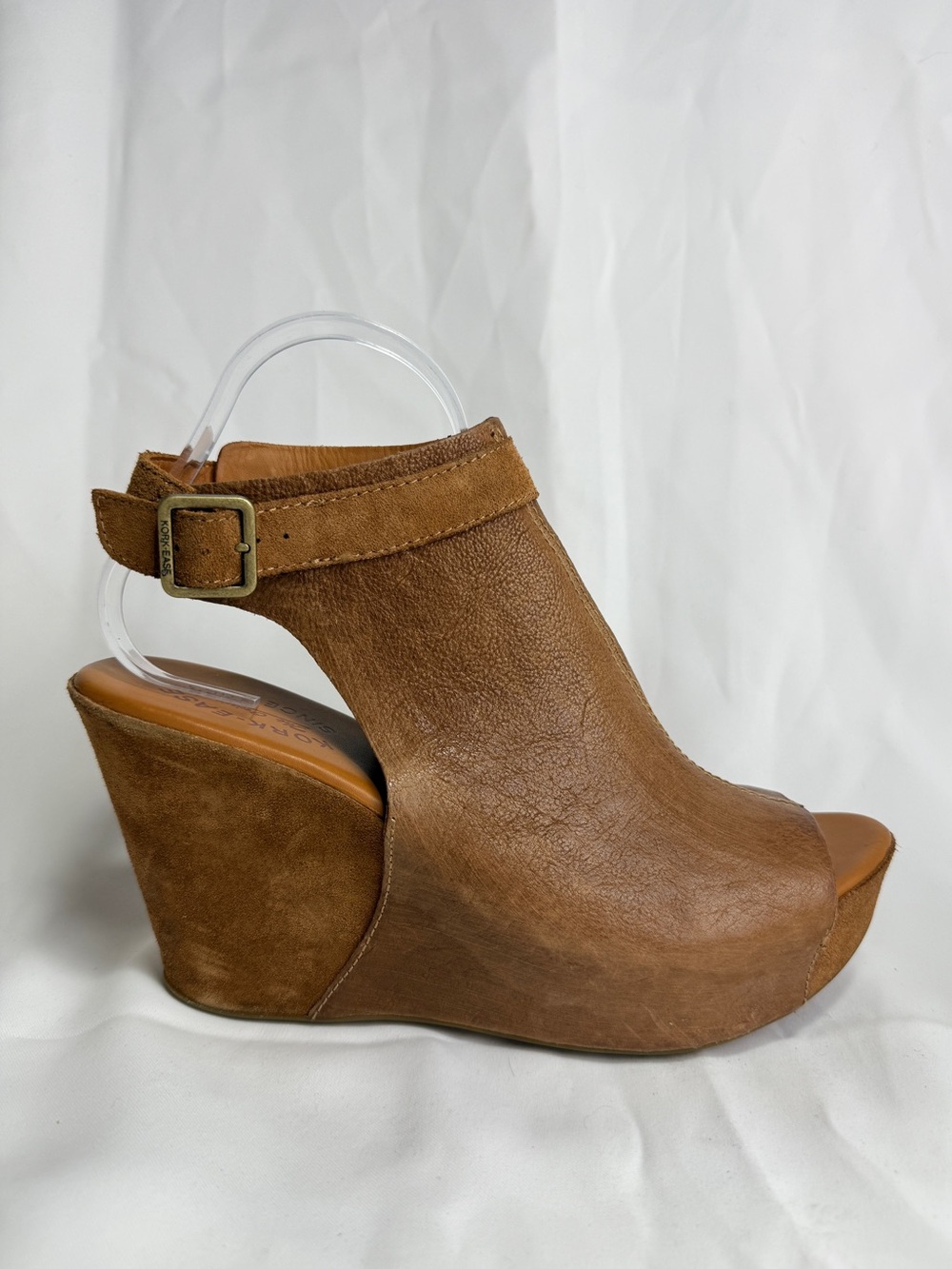 Kork-Ease Womens Berit Wedge Tan Brown Leather Sandal Sleek Platform Heel 9 - Picture 4 of 10